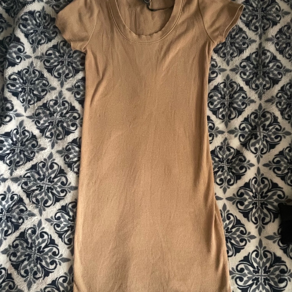 Tan Short Sleeve Dress